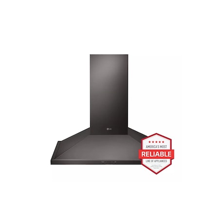 Lg 30in Black Stainless Steel Wall Mount Chimney Range Hood with 600 CFM Blower HCED3015D